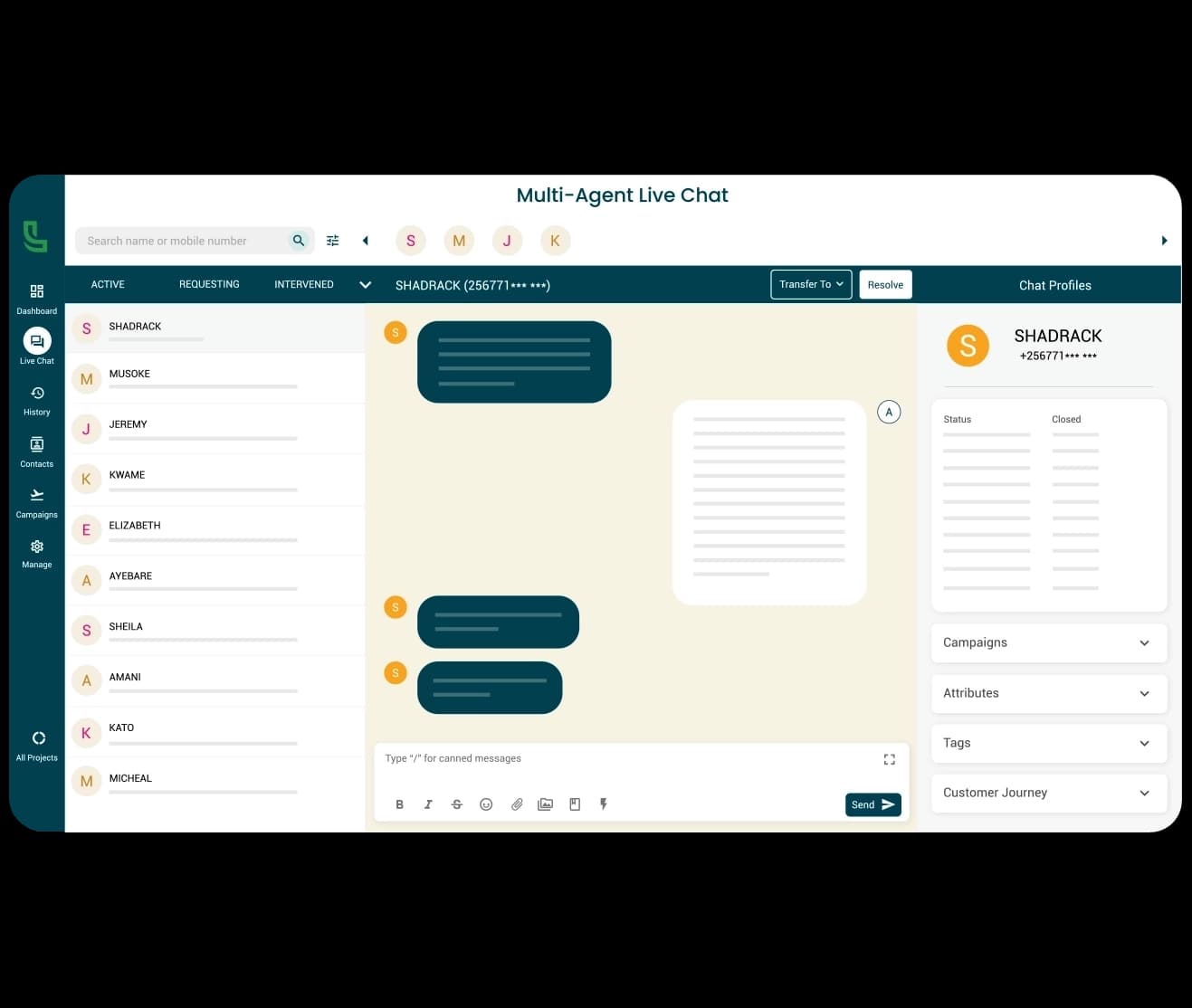 Luminous CRM team inbox